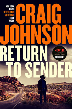 Cover of the Craig Johnson novel First Frost with Walt Longmire standing in a rock outcropping.